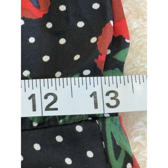 FREE PEOPLE Morning Light Satin Mini Dress‎ in Black Poppy Floral/Polka Dot Sz 8 - Picture 15 of 16